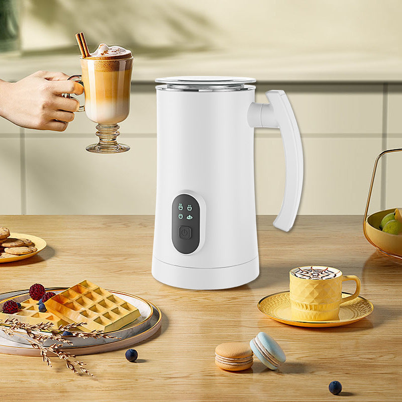 Automatic Stainless Steel Electric Milk Frother – Hot & Cold Whipping Machine for Coffee, Lattes & More - BudgetSpender
