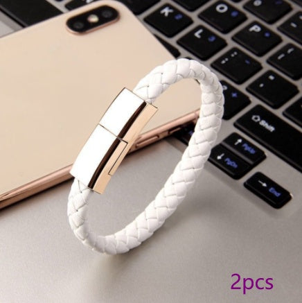 Leather Bracelet Charging Cable – Stylish Wearable Emergency Charger with Type-c - BudgetSpender
