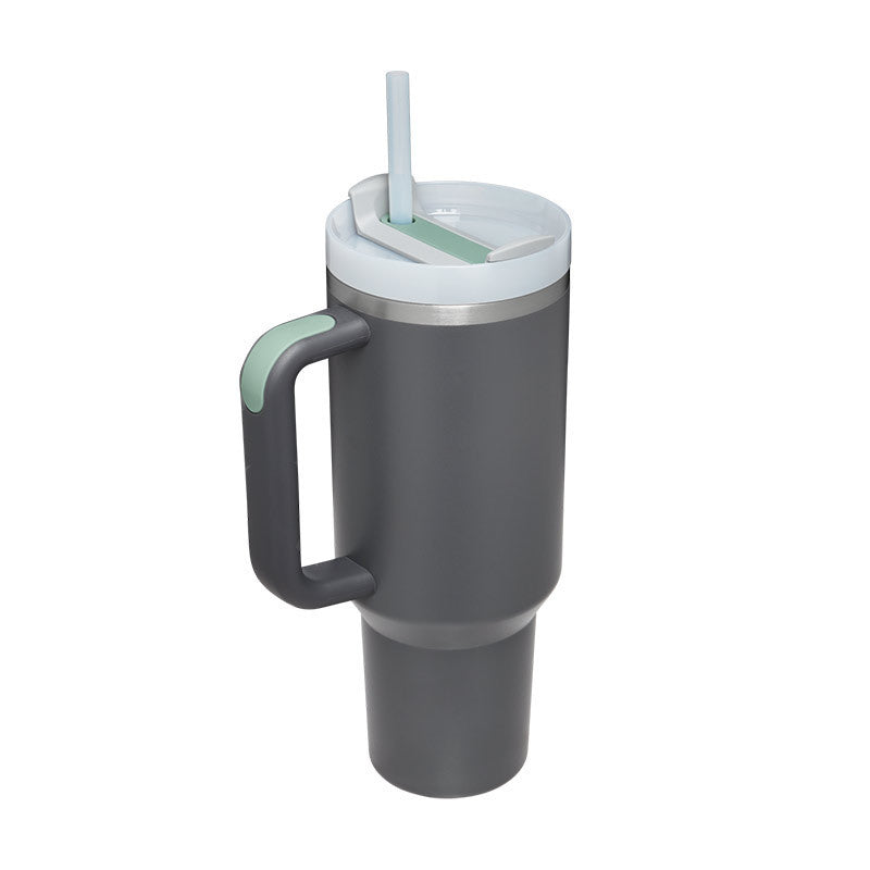 40 Oz Insulated Tumbler with Handle & Straw – Stainless Steel Travel Mug with Lid - BudgetSpender