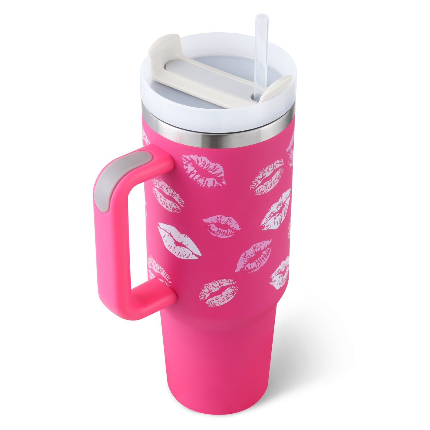 40 Oz Insulated Tumbler with Handle & Straw – Stainless Steel Travel Mug with Lid - BudgetSpender