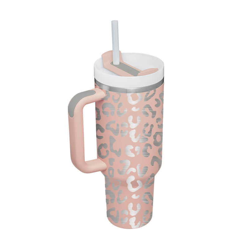 40 Oz Insulated Tumbler with Handle & Straw – Stainless Steel Travel Mug with Lid - BudgetSpender