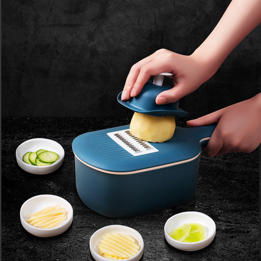 4-in-1 Vegetable Cutter with Hand Protection & Draining Basket – Multi-Function Kitchen Tool - BudgetSpender