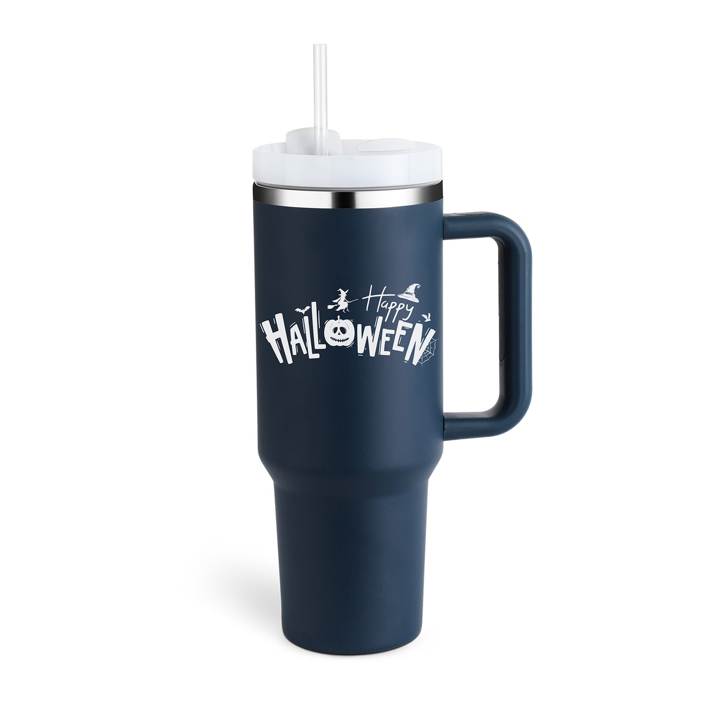 40 Oz Insulated Tumbler with Handle & Straw – Stainless Steel Travel Mug with Lid - BudgetSpender