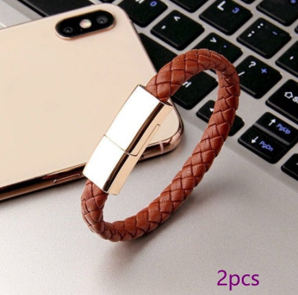 Leather Bracelet Charging Cable – Stylish Wearable Emergency Charger with Type-c - BudgetSpender