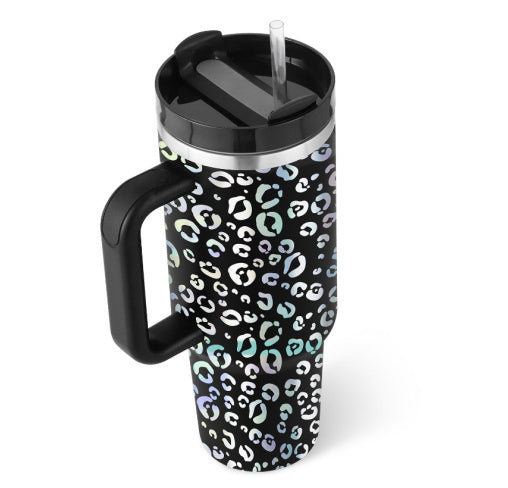 40 Oz Insulated Tumbler with Handle & Straw – Stainless Steel Travel Mug with Lid - BudgetSpender