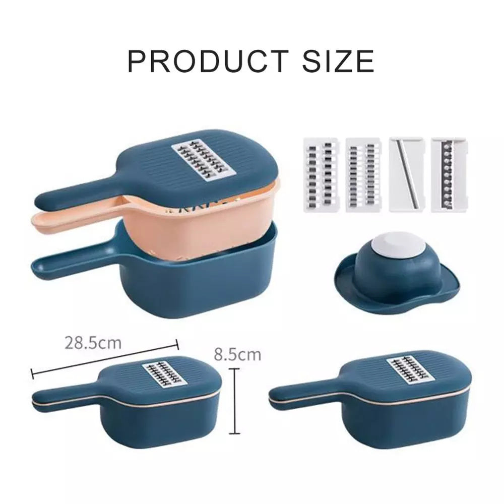 4-in-1 Vegetable Cutter with Hand Protection & Draining Basket – Multi-Function Kitchen Tool - BudgetSpender