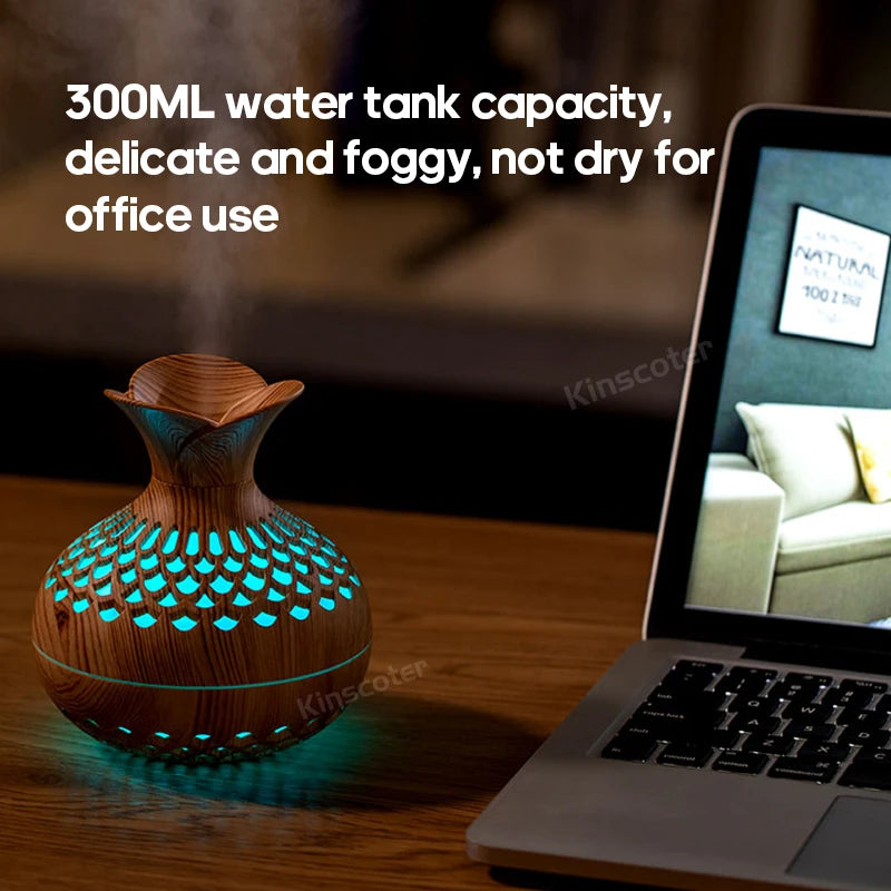 300ml Wood Grain USB Aroma Diffuser & Humidifier - BudgetSpender