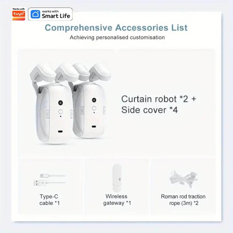 Smart WiFi Curtain Robot 1/2pcs - Roman Track Compatible, APP Control, Alexa/Google Home Enabled - BudgetSpender