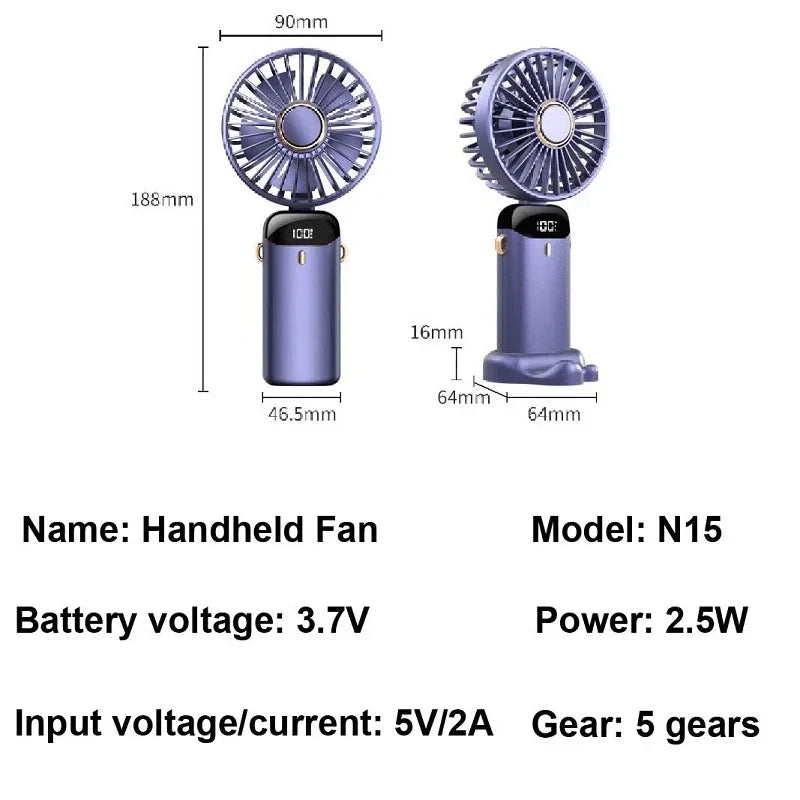 Handheld Mini Fan 3000mAh – Foldable & Portable with Phone Stand - BudgetSpender