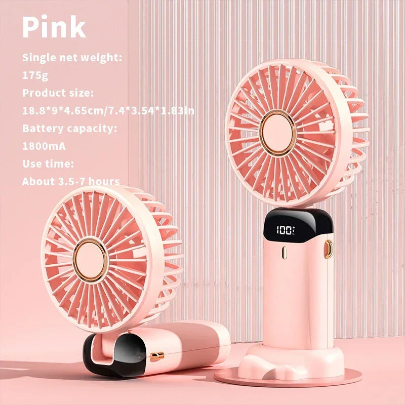 Handheld Mini Fan 3000mAh – Foldable & Portable with Phone Stand - BudgetSpender