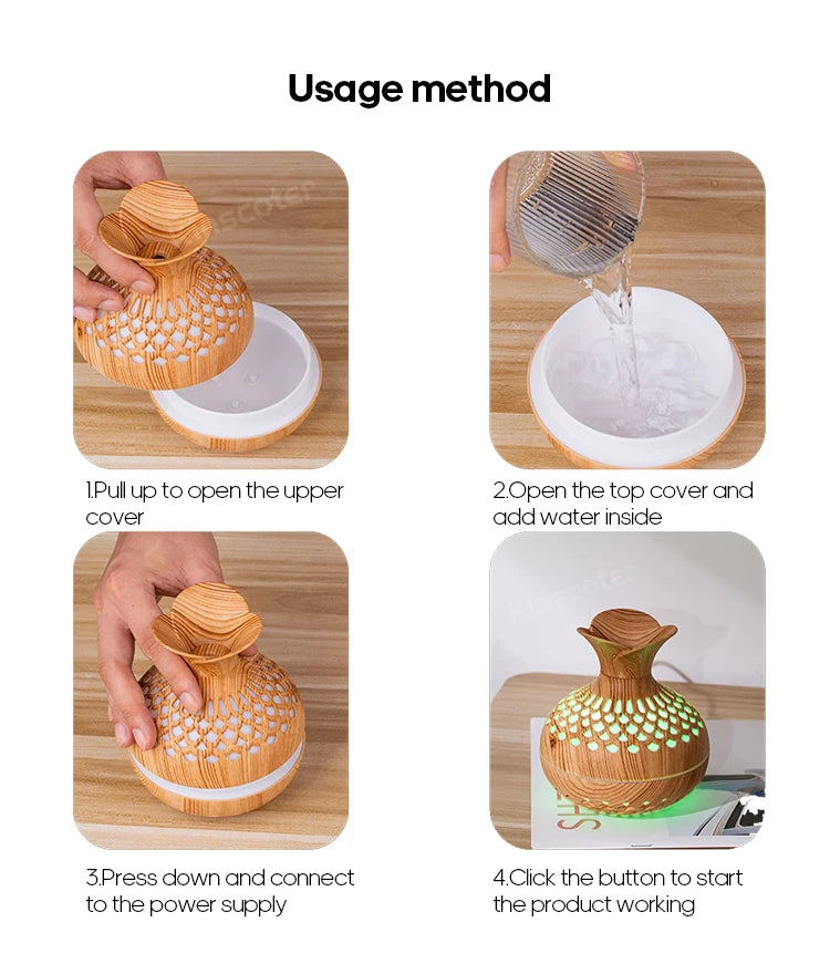 300ml Wood Grain USB Aroma Diffuser & Humidifier - BudgetSpender
