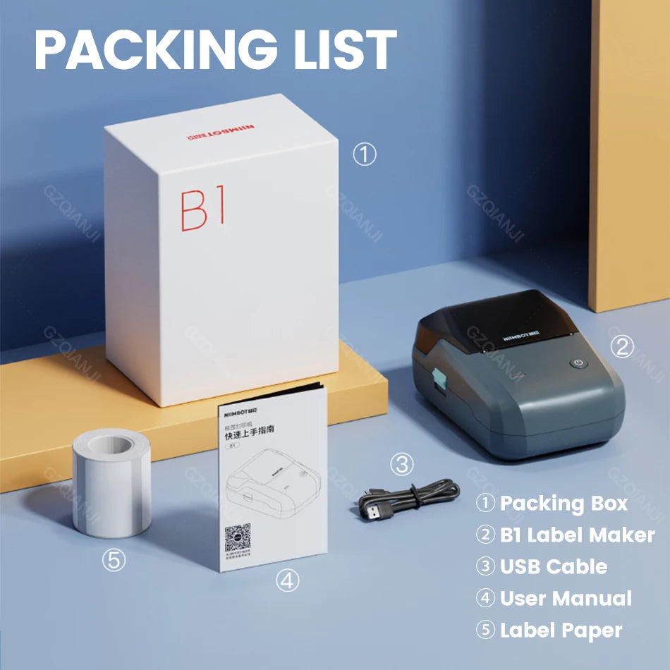 Niimbot B21/B1 Thermal Label Printer with 5 Roll Set - BudgetSpender