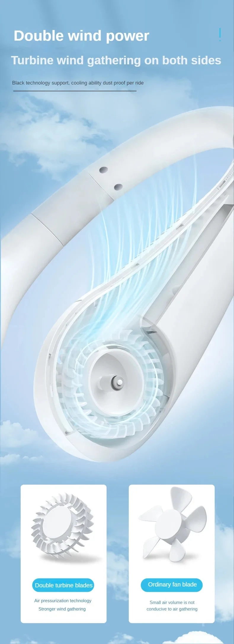 Portable Bladeless Neck Fan – Hands-Free Cooling, Anytime, Anywhere - BudgetSpender