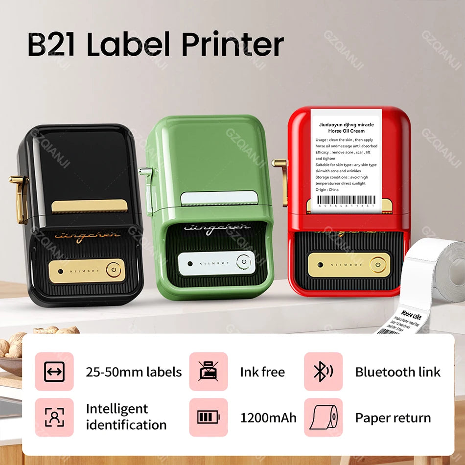 Niimbot B21/B1 Thermal Label Printer with 5 Roll Set - BudgetSpender