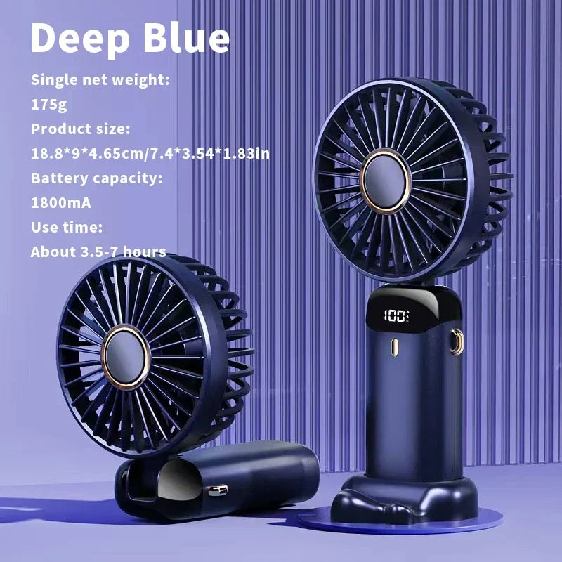 Handheld Mini Fan 3000mAh – Foldable & Portable with Phone Stand - BudgetSpender