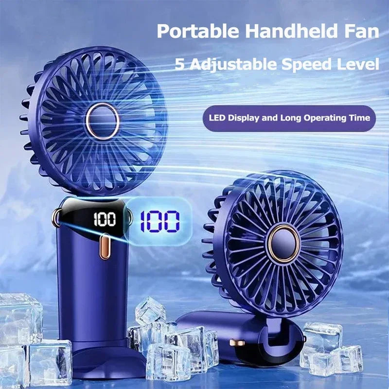 Handheld Mini Fan 3000mAh – Foldable & Portable with Phone Stand - BudgetSpender