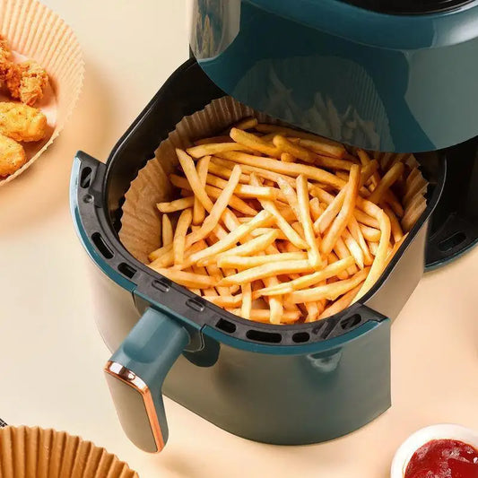 50/100Pcs Disposable Air Fryer Paper Liners – Non-Stick Round Oven Pads - BudgetSpender