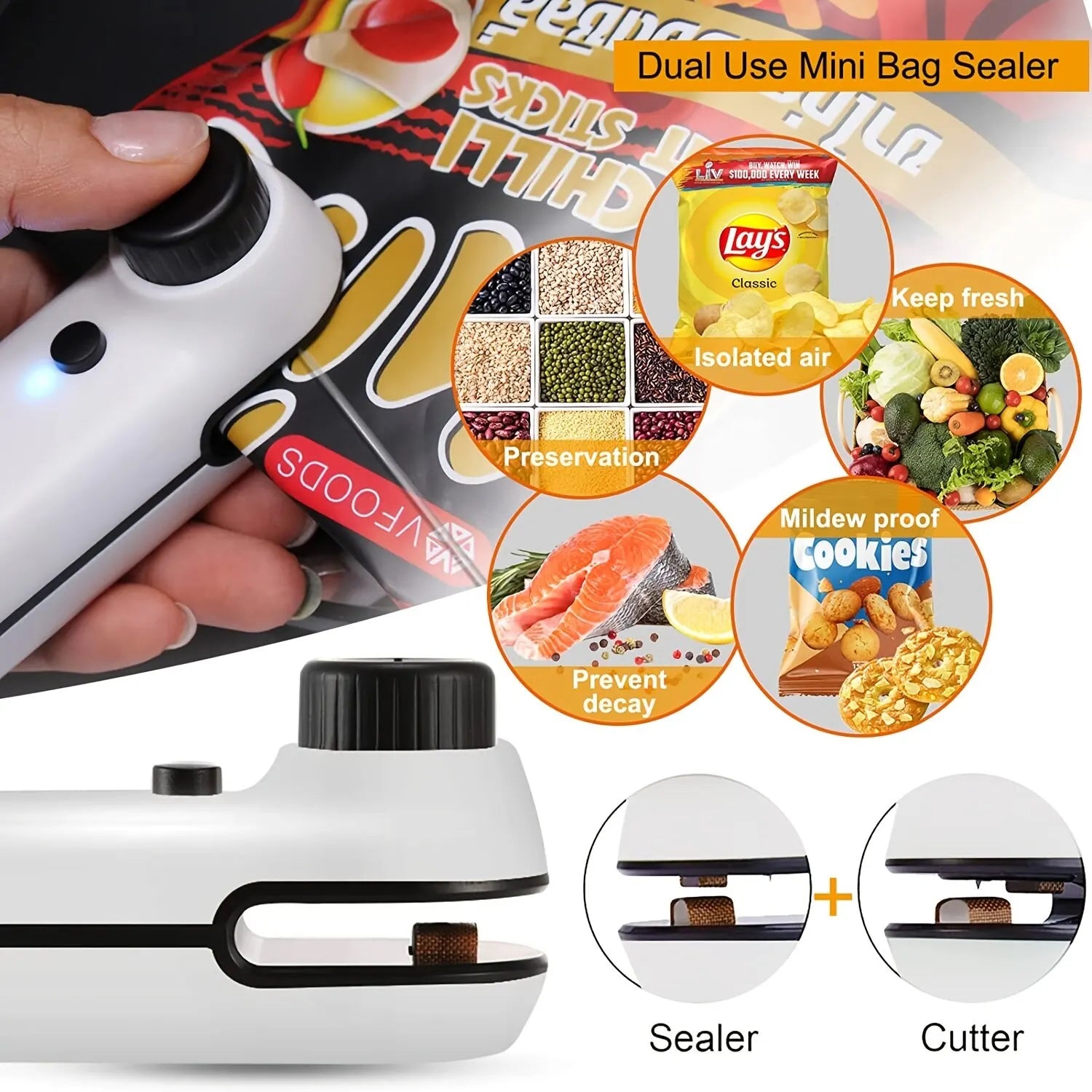 2-in-1 Rechargeable Mini Heat Sealer – Freshness at Your Fingertips - BudgetSpender