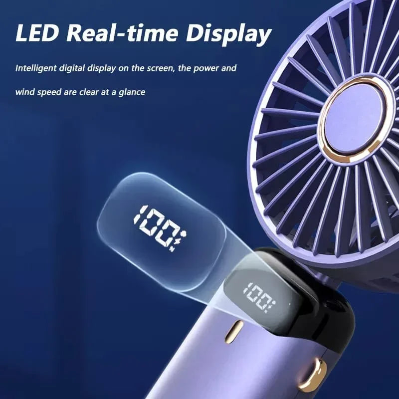 Handheld Mini Fan 3000mAh – Foldable & Portable with Phone Stand - BudgetSpender