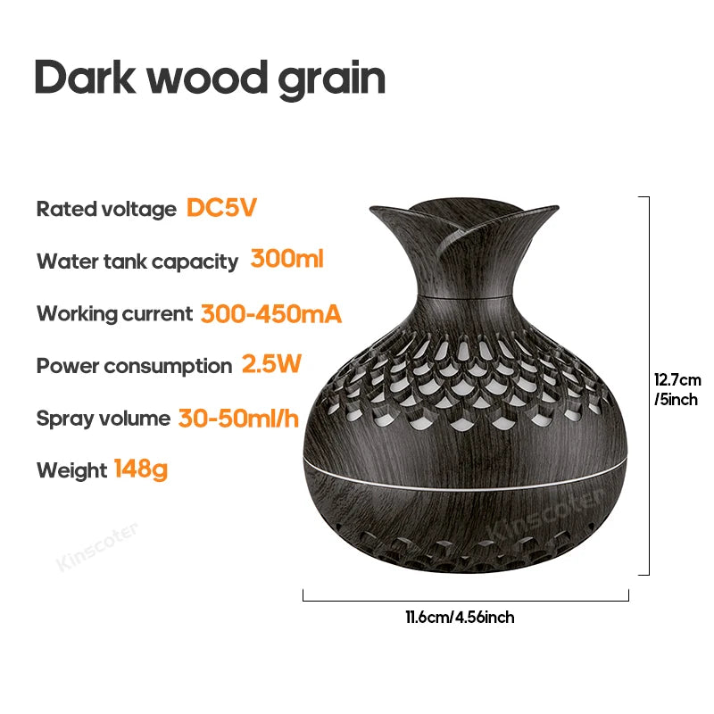 300ml Wood Grain USB Aroma Diffuser & Humidifier - BudgetSpender