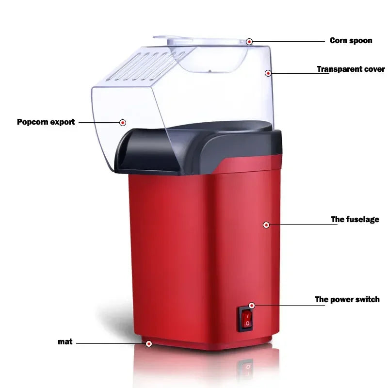 Mini 220V Electric Popcorn Machine – Fast Hot Air Corn Maker for Home Snacks - BudgetSpender