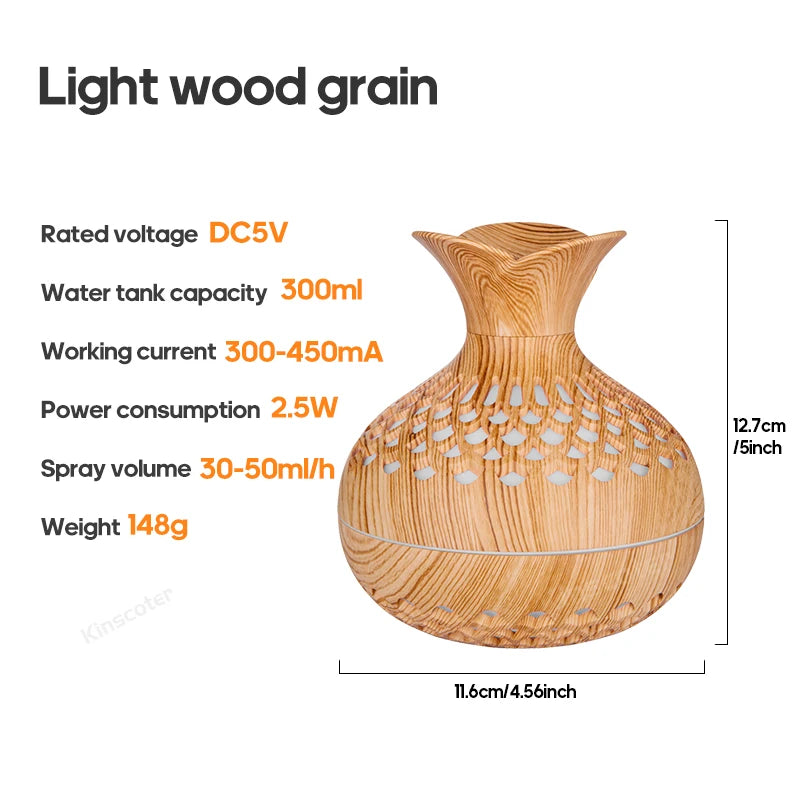 300ml Wood Grain USB Aroma Diffuser & Humidifier - BudgetSpender