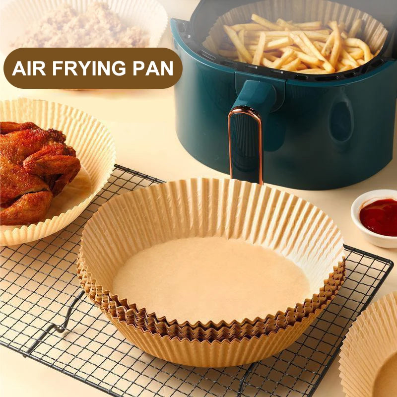50/100Pcs Disposable Air Fryer Paper Liners – Non-Stick Round Oven Pads - BudgetSpender