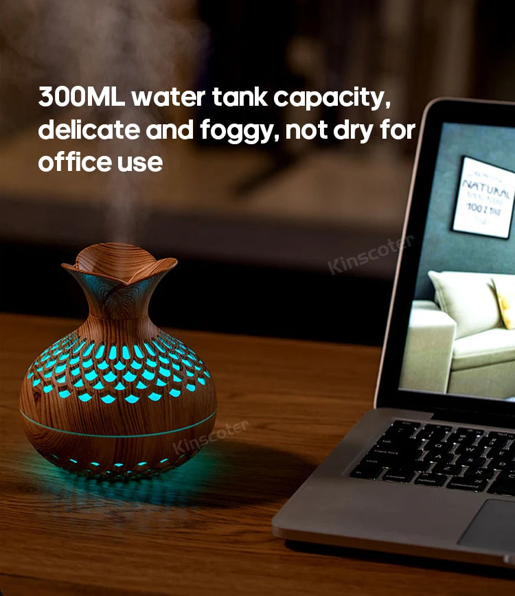 300ml Wood Grain USB Aroma Diffuser & Humidifier - BudgetSpender