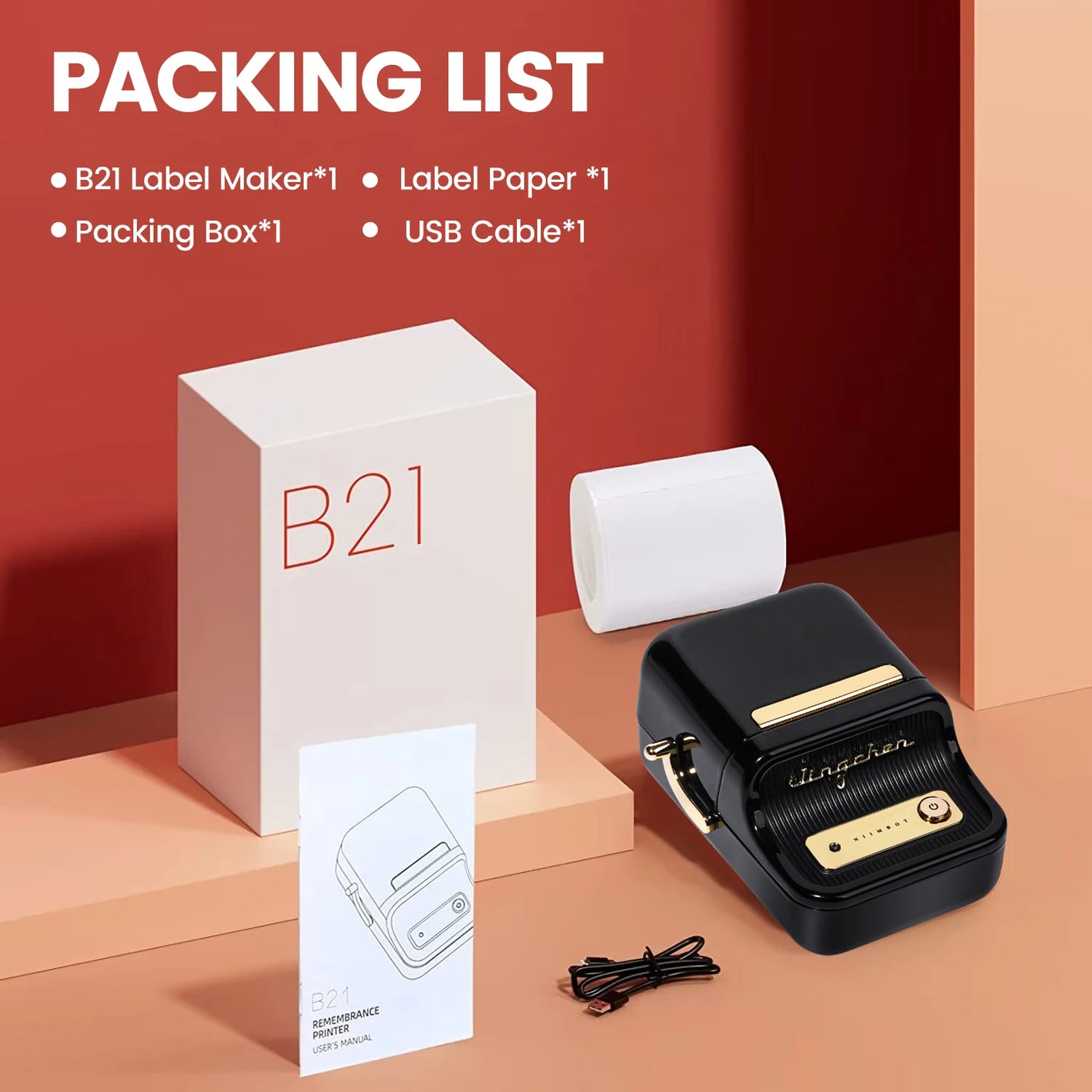 Niimbot B21/B1 Thermal Label Printer with 5 Roll Set - BudgetSpender