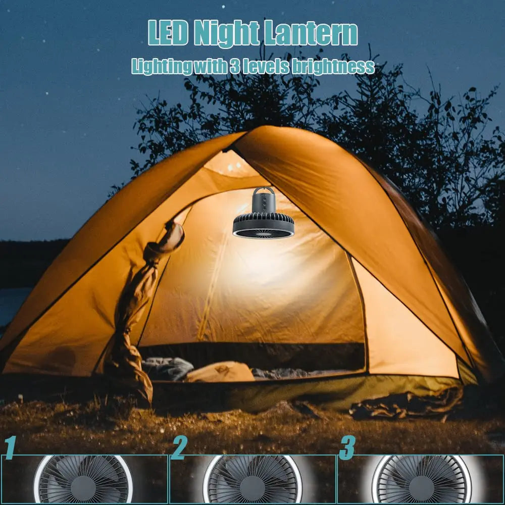 10000mAh Rechargeable Camping Fan with LED Light & Power Bank - BudgetSpender
