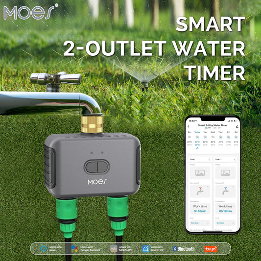MOES Bluetooth Value Smart Garden Sprinkler Water Timer by 2 Way Rain Delay Filter Programmable Automatic Irrigation Controller - BudgetSpender