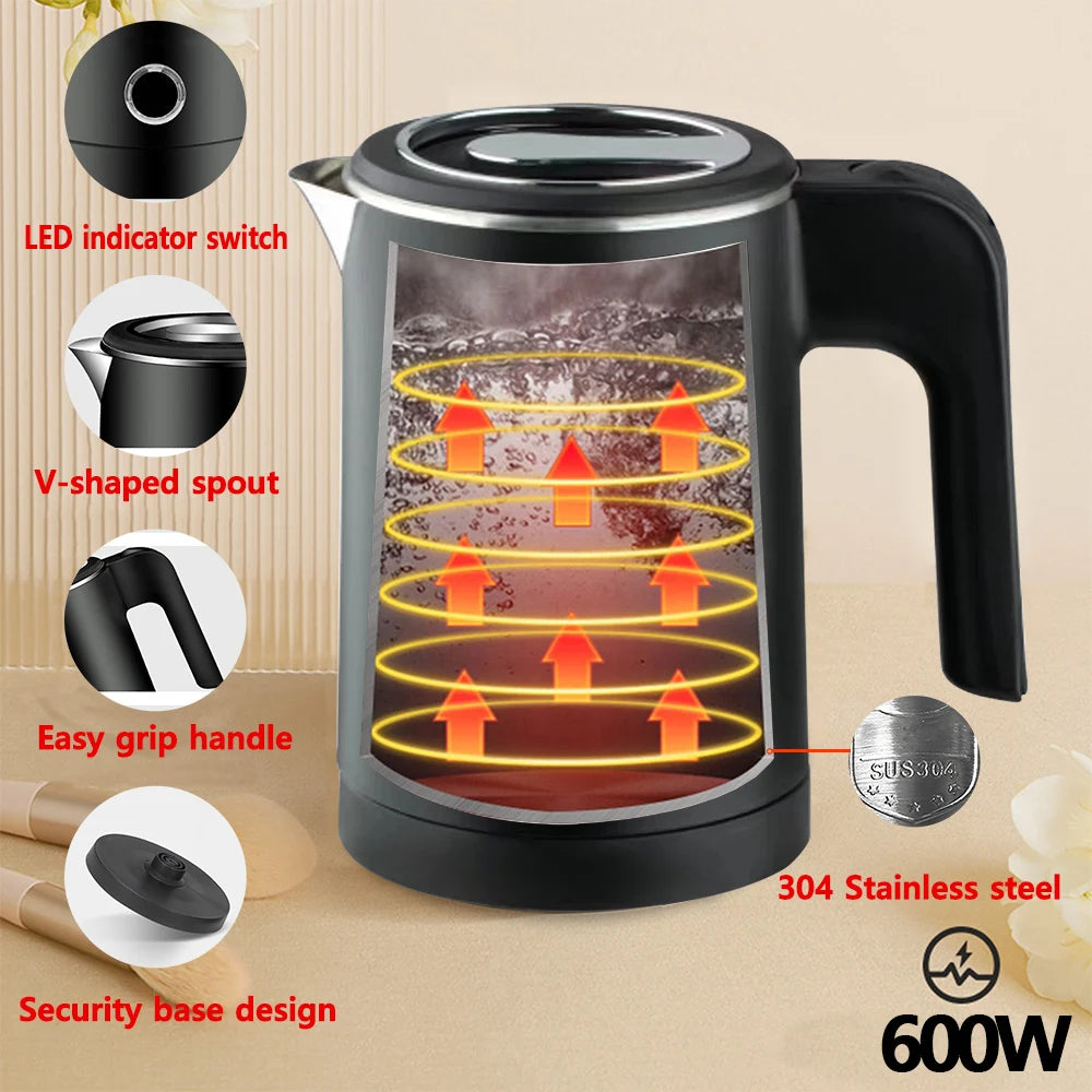 0.8L Stainless Steel Portable Electric Kettle – Travel Water Boiler for Tea & Coffee - BudgetSpender