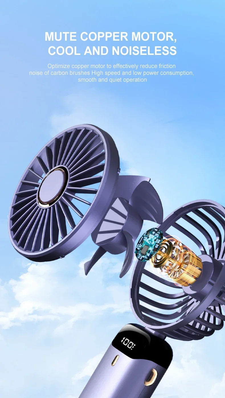 Handheld Mini Fan 3000mAh – Foldable & Portable with Phone Stand - BudgetSpender