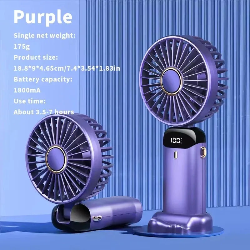 Handheld Mini Fan 3000mAh – Foldable & Portable with Phone Stand - BudgetSpender