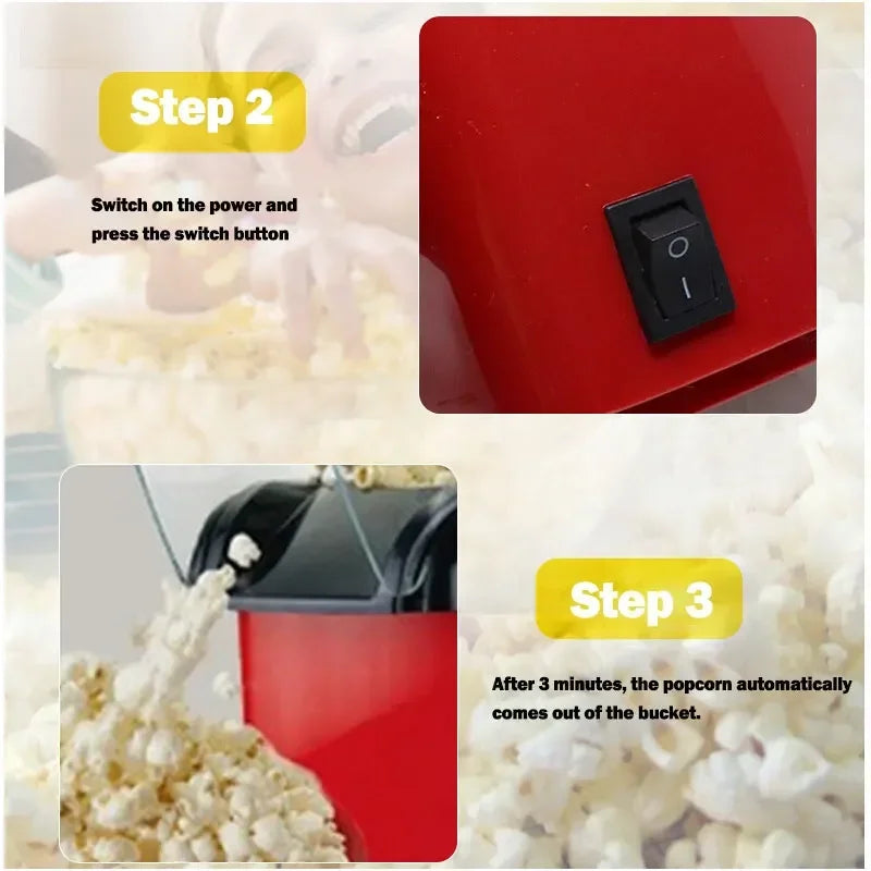 Mini 220V Electric Popcorn Machine – Fast Hot Air Corn Maker for Home Snacks - BudgetSpender