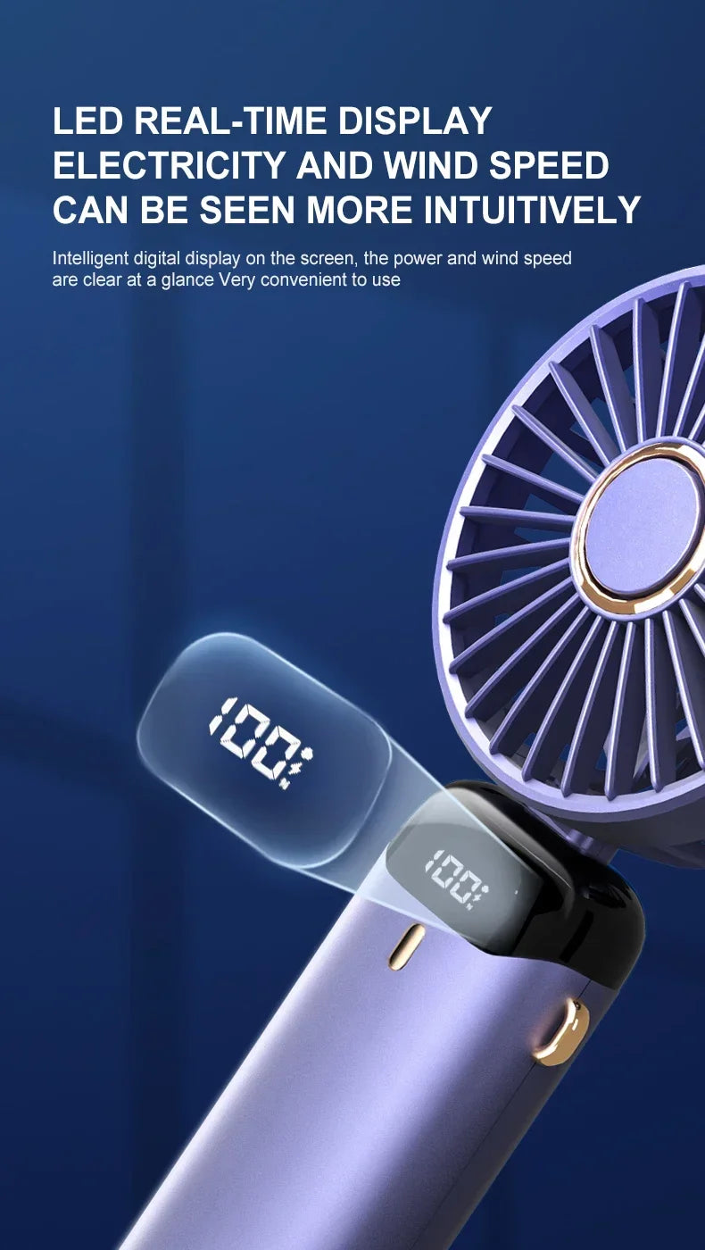 Handheld Mini Fan 3000mAh – Foldable & Portable with Phone Stand - BudgetSpender