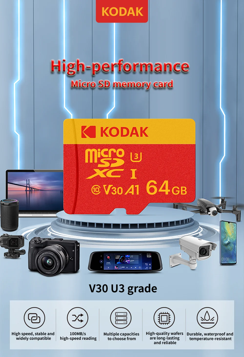 Kodak U3 High-Speed Micro SD Card – 100MB/s Fast Storage for 4K Video - BudgetSpender