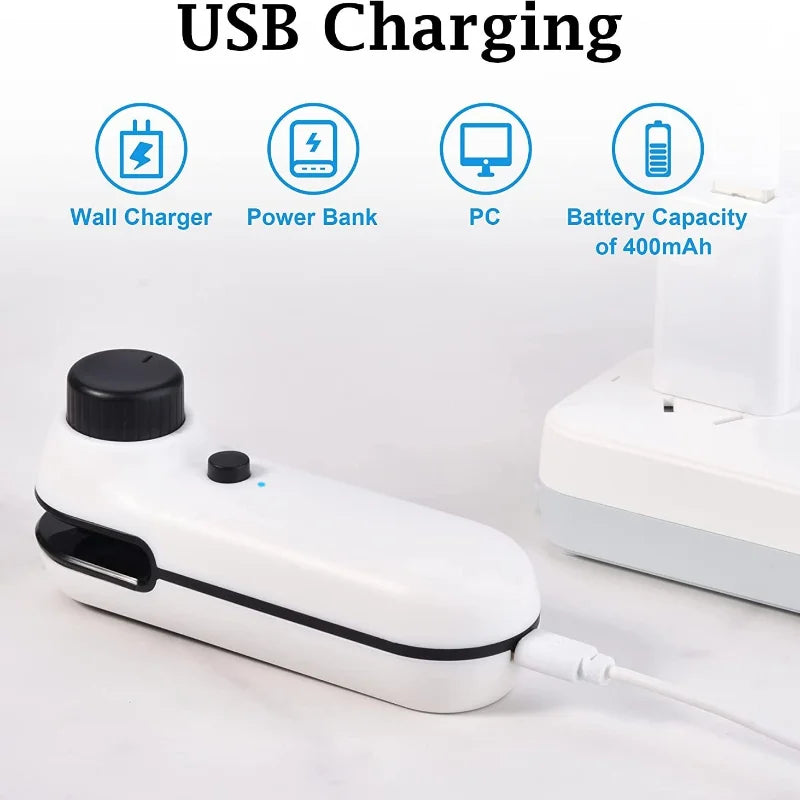 2-in-1 Rechargeable Mini Heat Sealer – Freshness at Your Fingertips - BudgetSpender