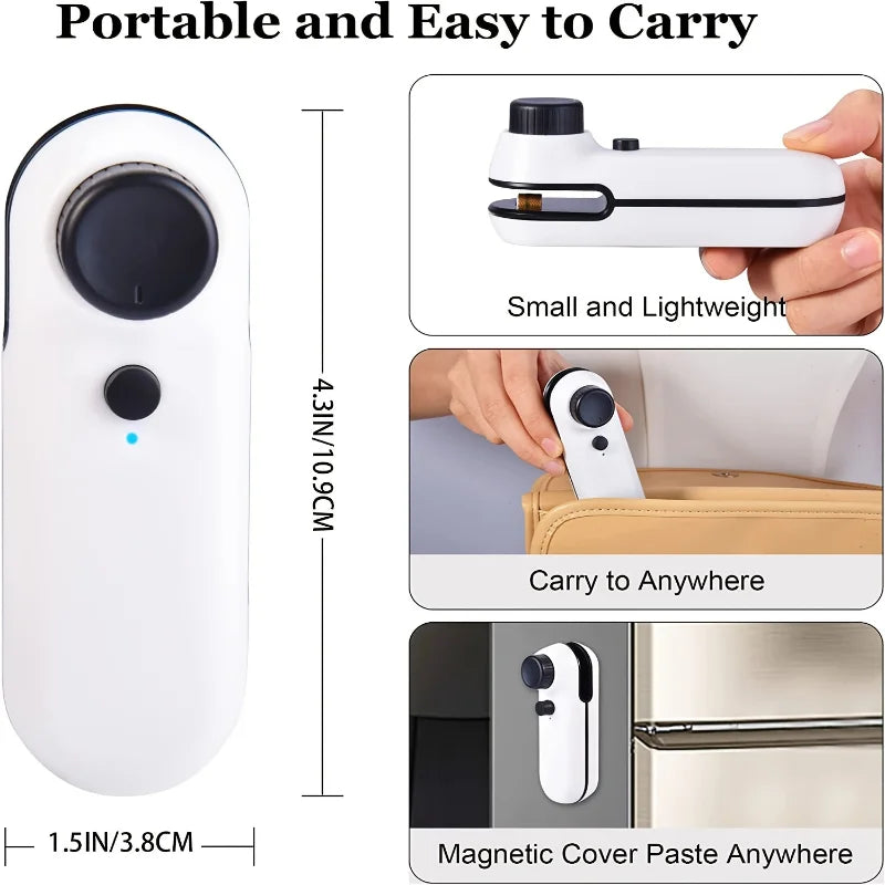 2-in-1 Rechargeable Mini Heat Sealer – Freshness at Your Fingertips - BudgetSpender