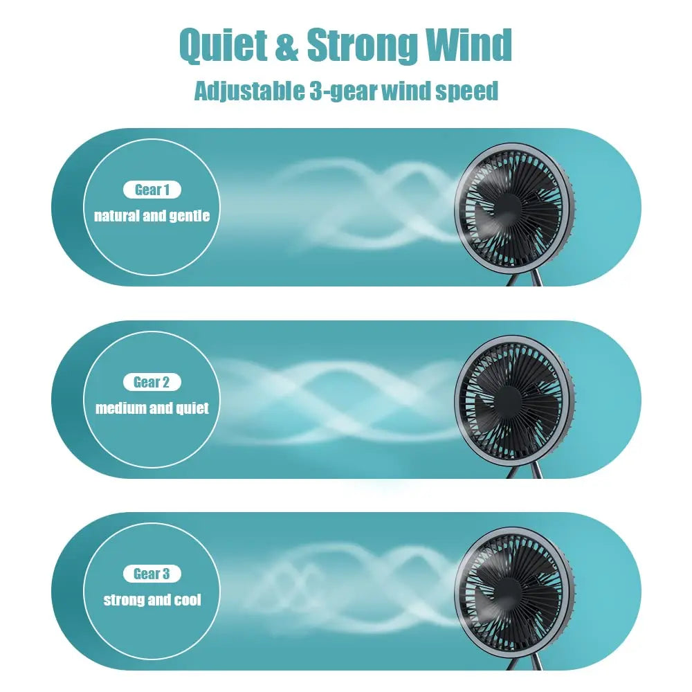 10000mAh Rechargeable Camping Fan with LED Light & Power Bank - BudgetSpender