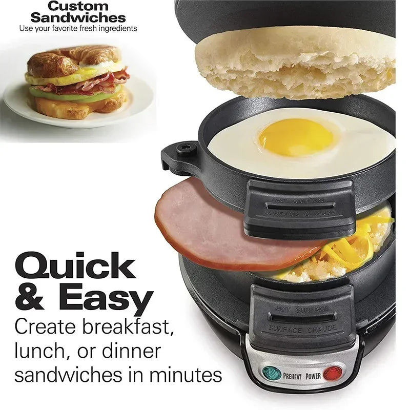 Electric Burger Maker Grill Press – Non-Stick, 600–800W, Compact Sandwich Waffle Machine - BudgetSpender