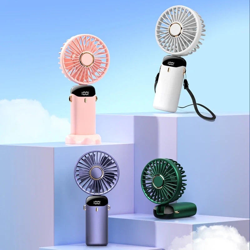 Handheld Mini Fan 3000mAh – Foldable & Portable with Phone Stand - BudgetSpender