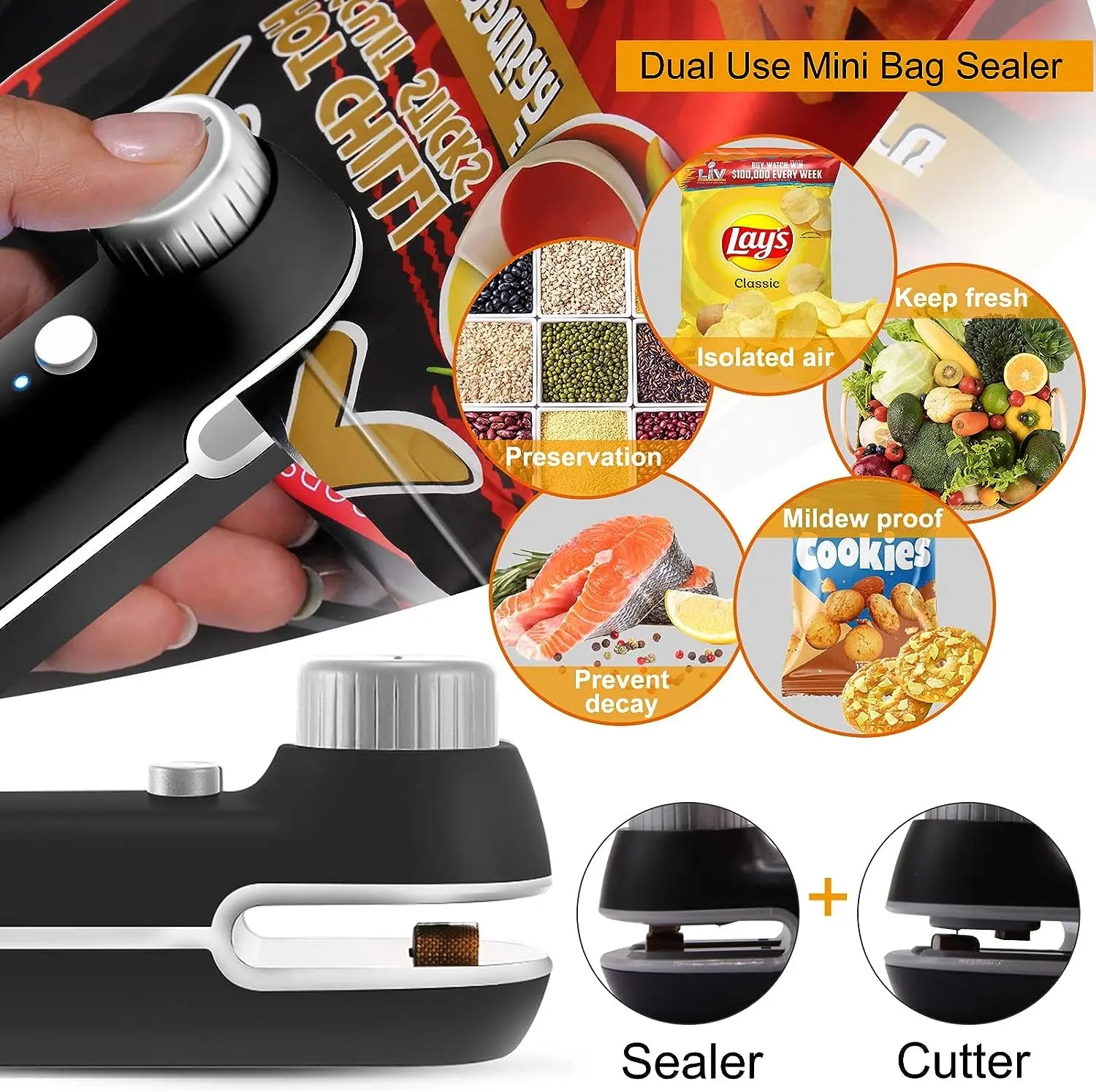 2-in-1 Rechargeable Mini Heat Sealer – Freshness at Your Fingertips - BudgetSpender