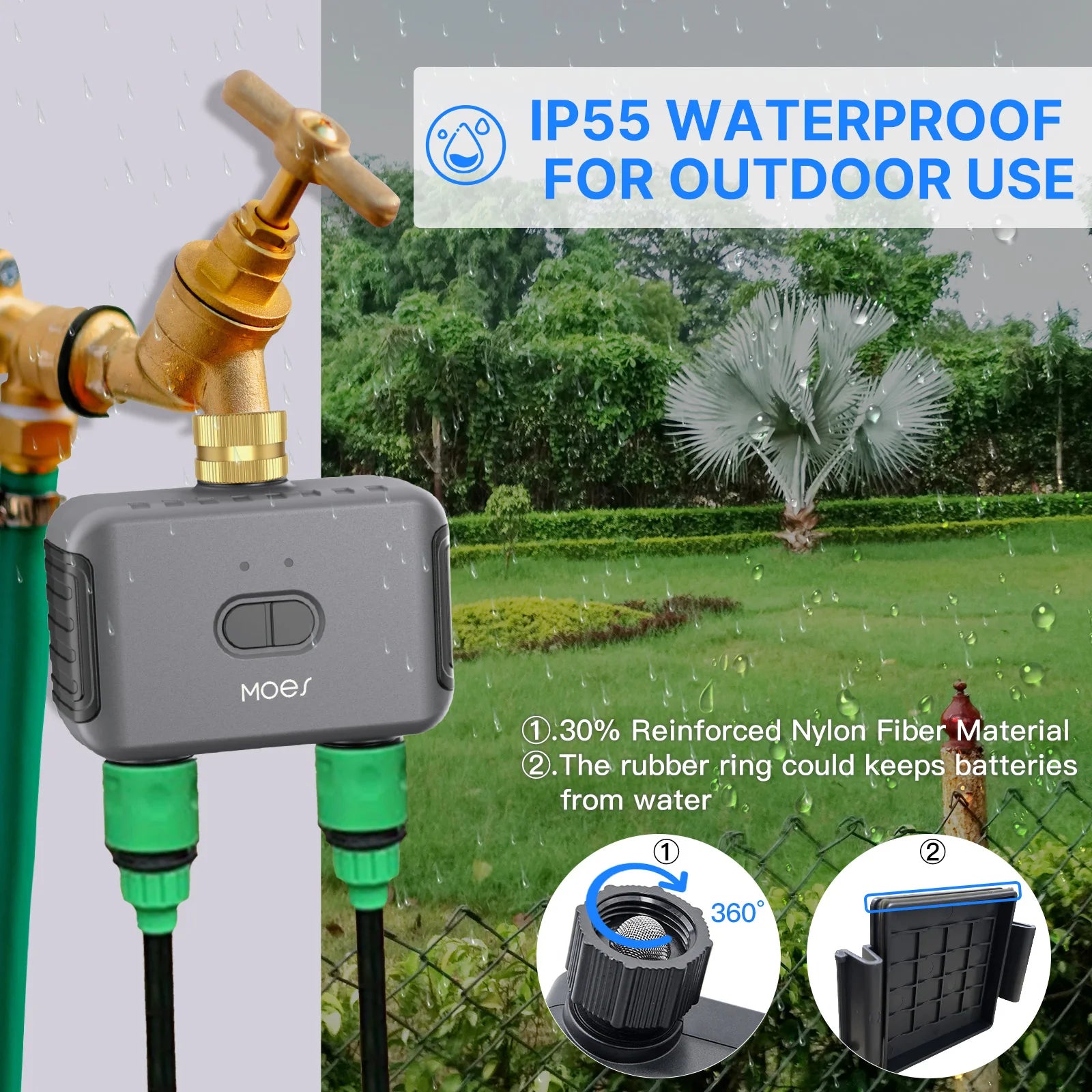 MOES Bluetooth Value Smart Garden Sprinkler Water Timer by 2 Way Rain Delay Filter Programmable Automatic Irrigation Controller - BudgetSpender
