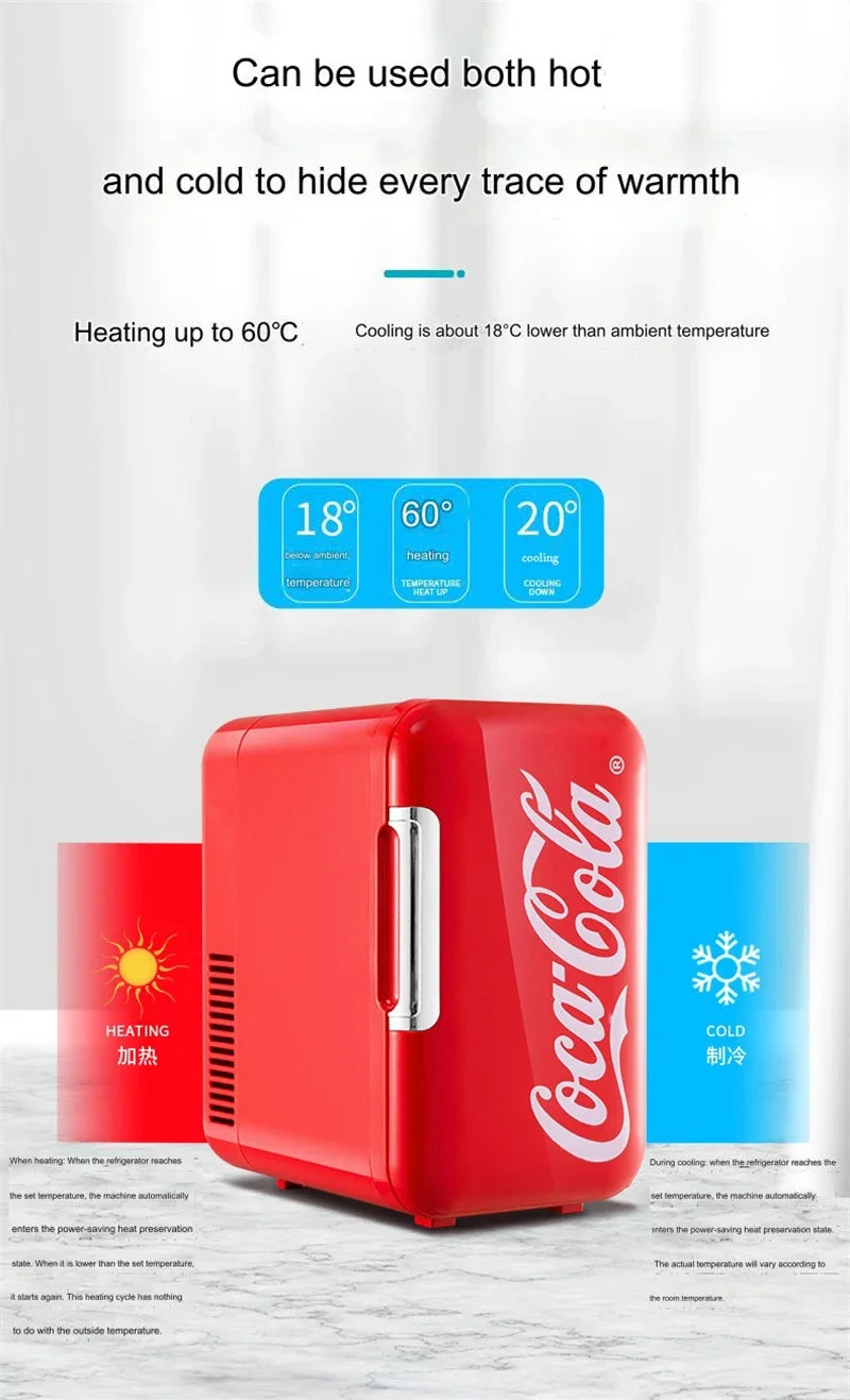 Coca-Cola 6L Mini Fridge Portable Cooler & Warmer for Home/Car - BudgetSpender