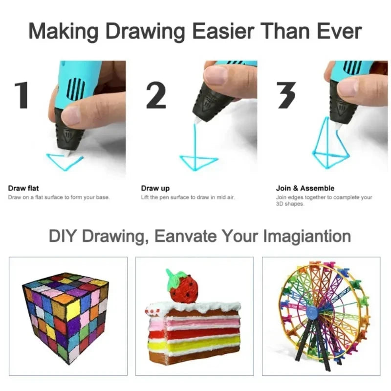 USB Rechargeable 3D Printing Pen – Create Stunning 3D Art with Ease - BudgetSpender