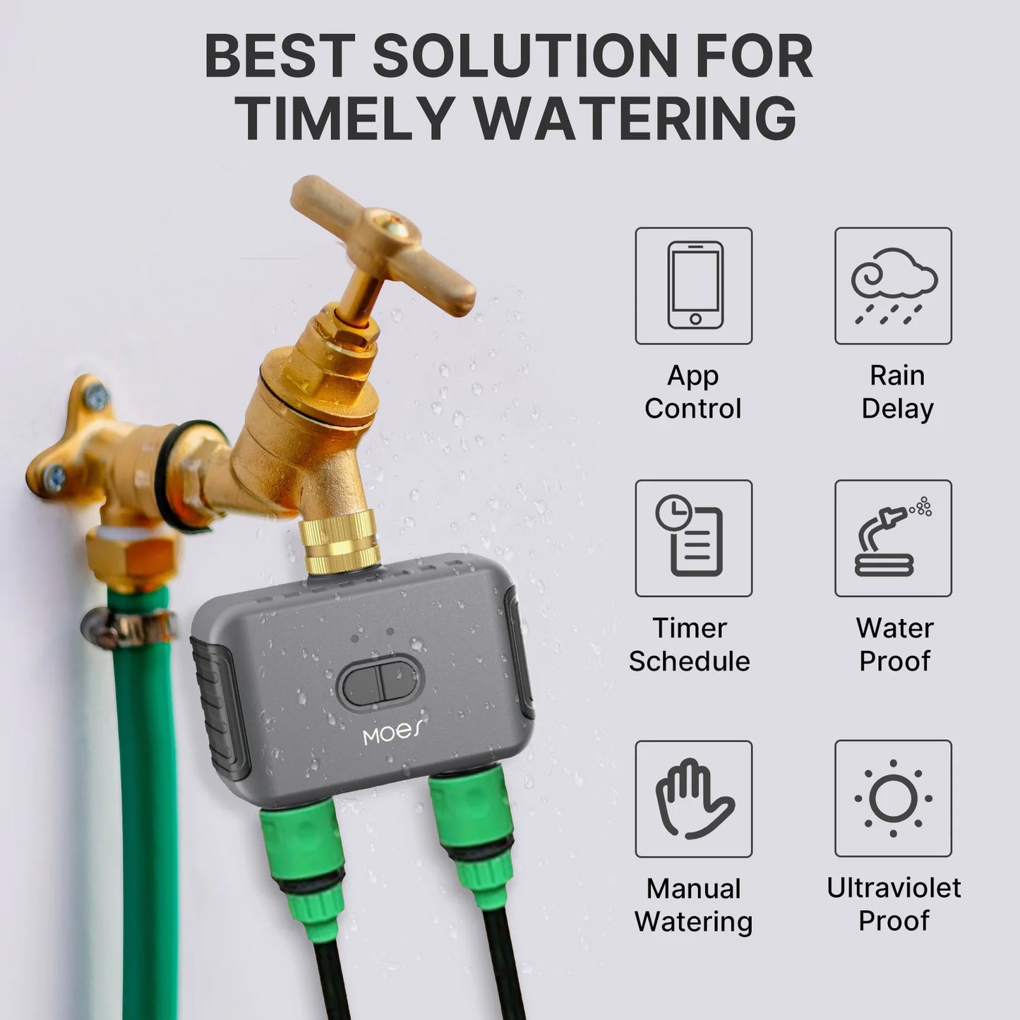 MOES Bluetooth Value Smart Garden Sprinkler Water Timer by 2 Way Rain Delay Filter Programmable Automatic Irrigation Controller - BudgetSpender
