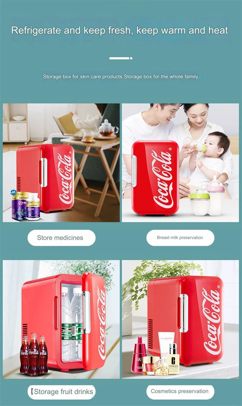 Coca-Cola 6L Mini Fridge Portable Cooler & Warmer for Home/Car - BudgetSpender