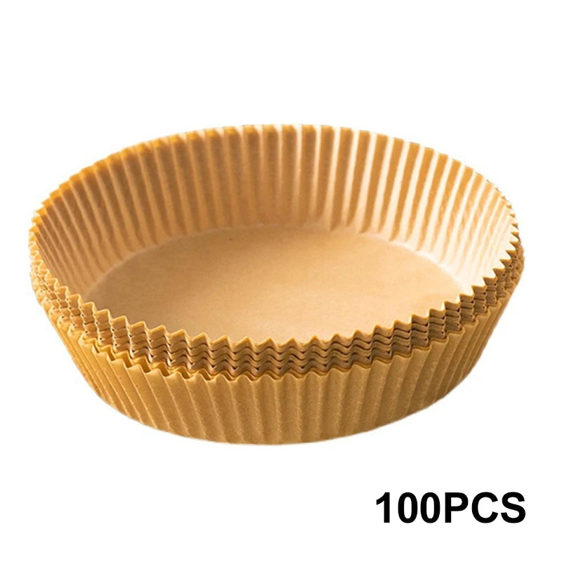 50/100Pcs Disposable Air Fryer Paper Liners – Non-Stick Round Oven Pads - BudgetSpender