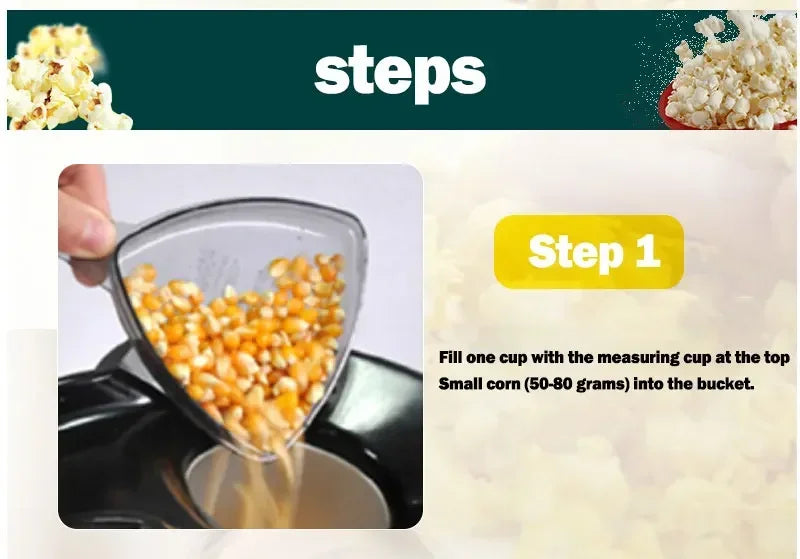 Mini 220V Electric Popcorn Machine – Fast Hot Air Corn Maker for Home Snacks - BudgetSpender